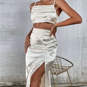 SHEIN Satin Cami Top and Midi Skirt Set